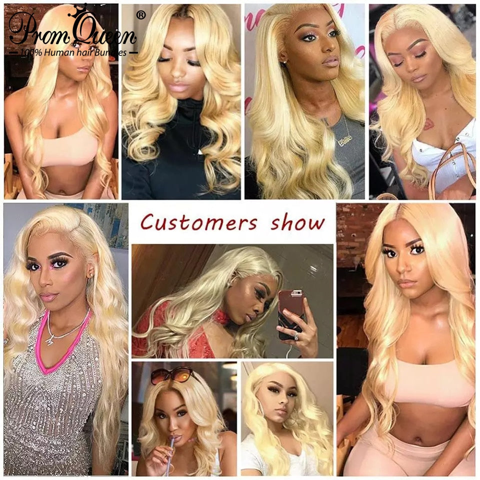Promqueen 613 Bundle Brazilian Human Hair Weave Bundles Remy Hair 30 32 38 40 Inch Long Hair Bundles Body Wave Blonde Bundles