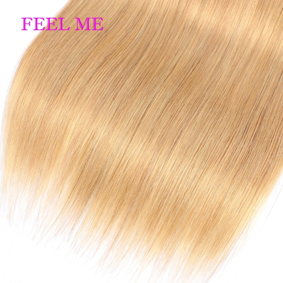 FEELME Ombre Straight Hair Bundles 1b/27 Two Tone Peruvian Human Hair Bundles For Women 3/4 pcs Remy Hair Weave Extensions