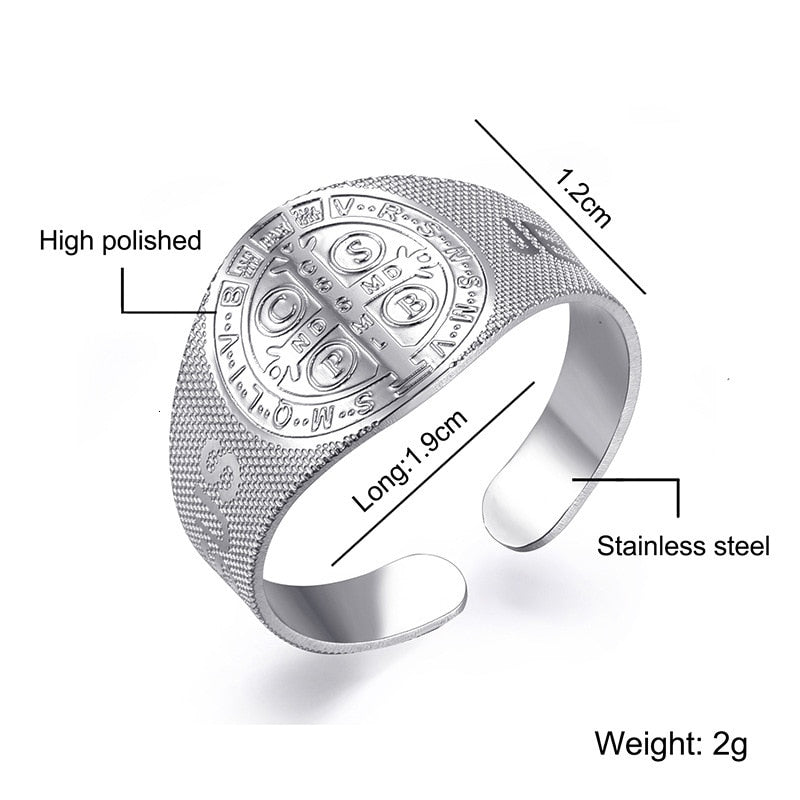 Gold Silver Plated Religion Cross Rings for Women Men 316L Stainless Steel Open Adjustable Rings Fashion Jewelry Gift 2022