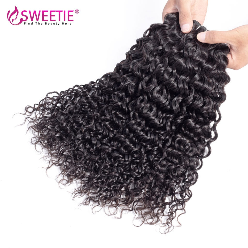 Sweetie Water Wave Bundles Indian Hair Extensions 8&quot;-28&quot; Natural Black Human Hair Weave Bundles 1/3/4 Pieces Non-Remy Hair