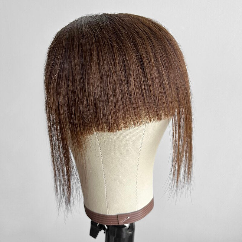 MRSHAIR Human Hair Bangs With Sideburns 3D Clip-on Hair Bangs Natural Large Overhead Fringe Fake Hairpieces NonRemy 2.5&quot;x4.5&quot;