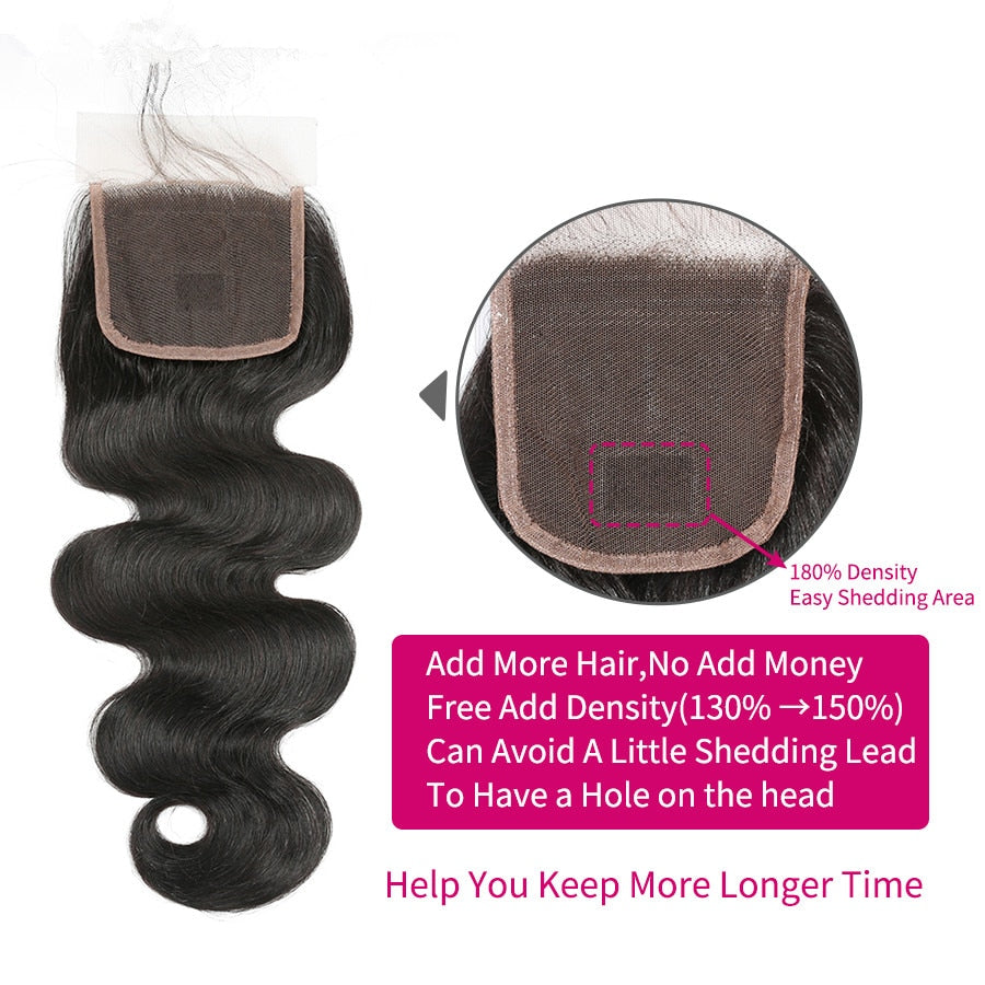 Rucycat Body Wave Bundles With Closure Brazilian Hair 5x5 Lace Closure And 30 Inch Bundles 100% Human Hair Bundles With Closure