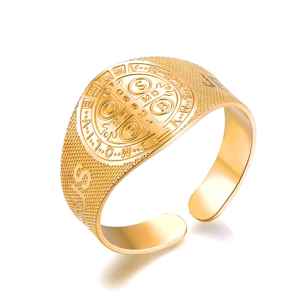 Gold Silver Plated Religion Cross Rings for Women Men 316L Stainless Steel Open Adjustable Rings Fashion Jewelry Gift 2022