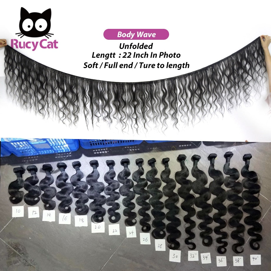 Rucycat Body Wave Bundles With Closure Brazilian Hair 5x5 Lace Closure And 30 Inch Bundles 100% Human Hair Bundles With Closure