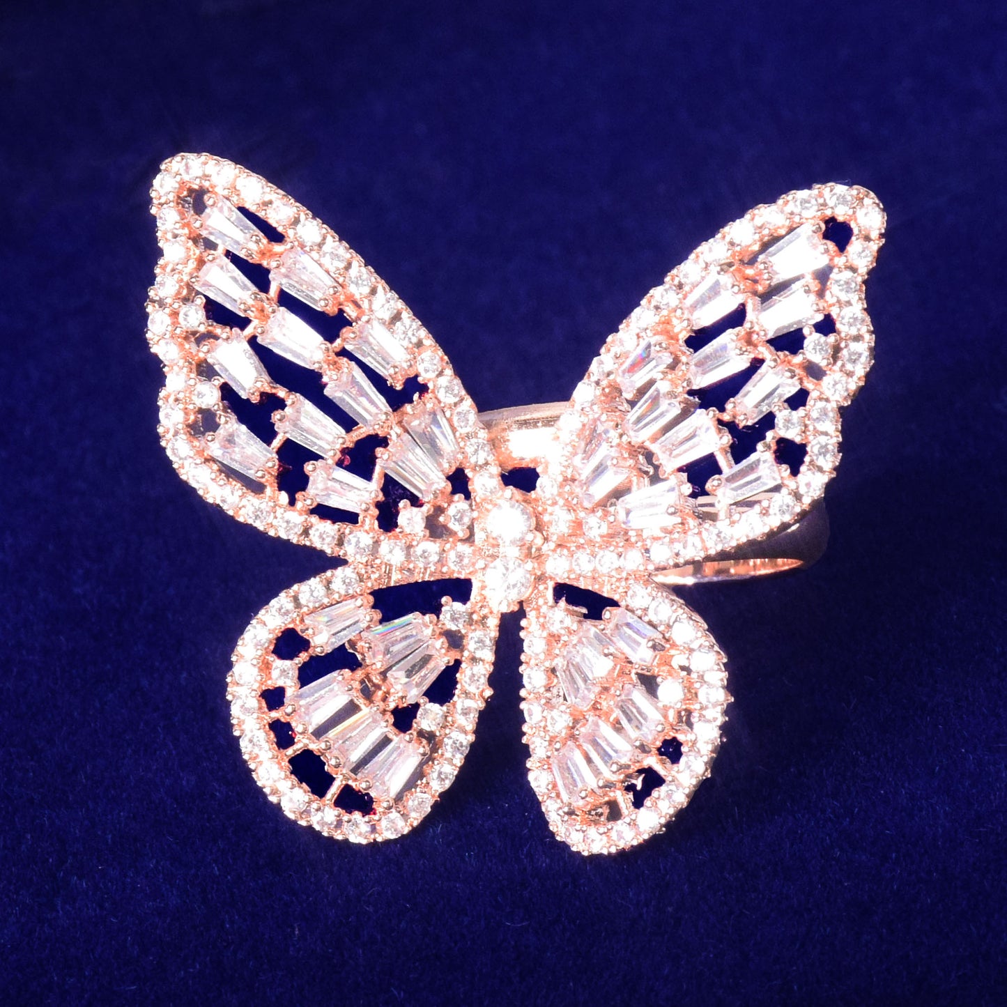Bubble Letter Women Ring 2021 Trend Butterfly Baguette Real Gold Plated Hip Hop Jewelry Gift Adjustable