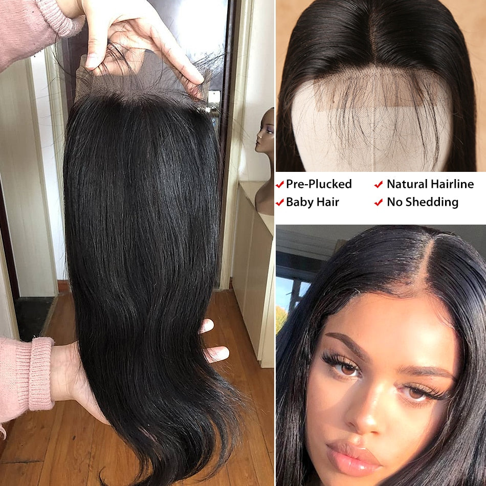 Bone Straight Hair 3 Bundles With Closure 30 Inch Brazilian Human Hair Wave For Black Women Bundles And A Closure Hair Extension