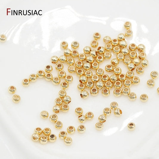 Gold Plated Round Spacer Beads For Jewelry Making DIY Making Bracelet Necklace Ball Beads Wholesale