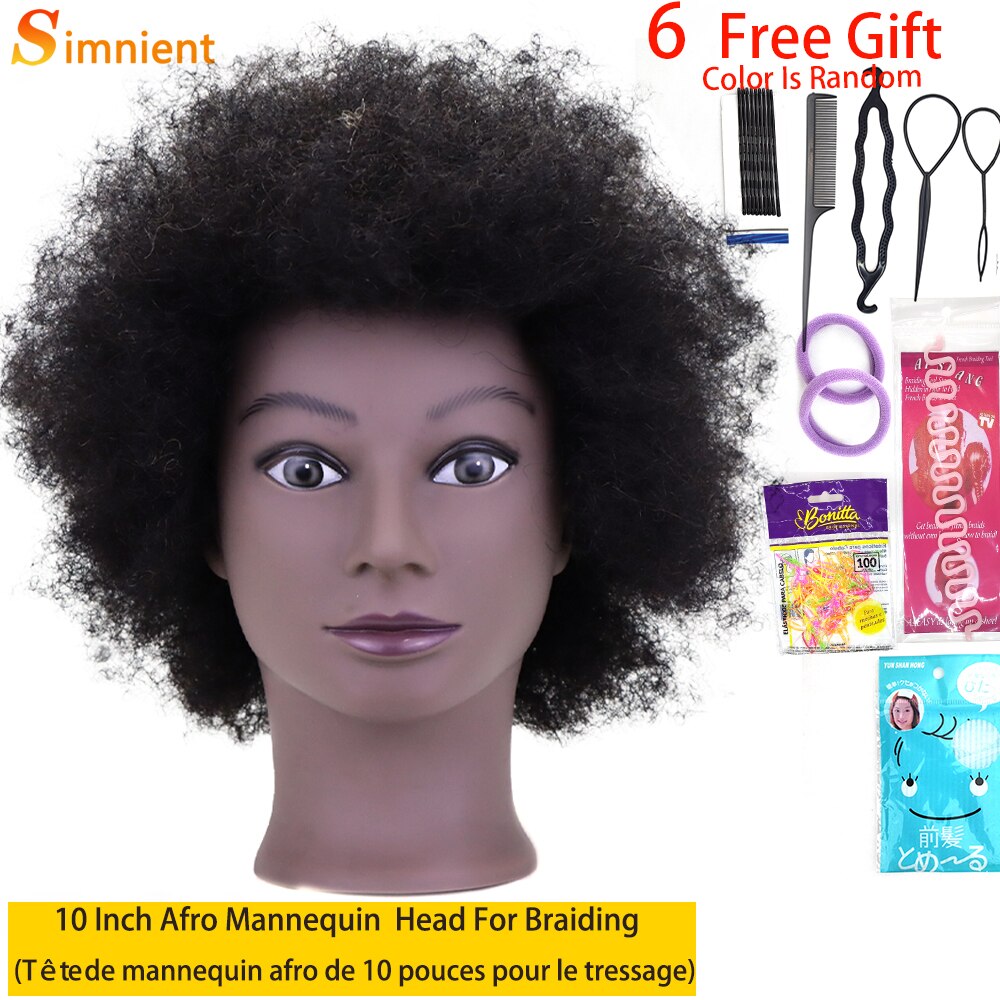 Afro Mannequin Heads With 100%Real Human Hair Hairdressing Training Head For Salon Cosmetology Manikin Dummy For Doll Heads Hair