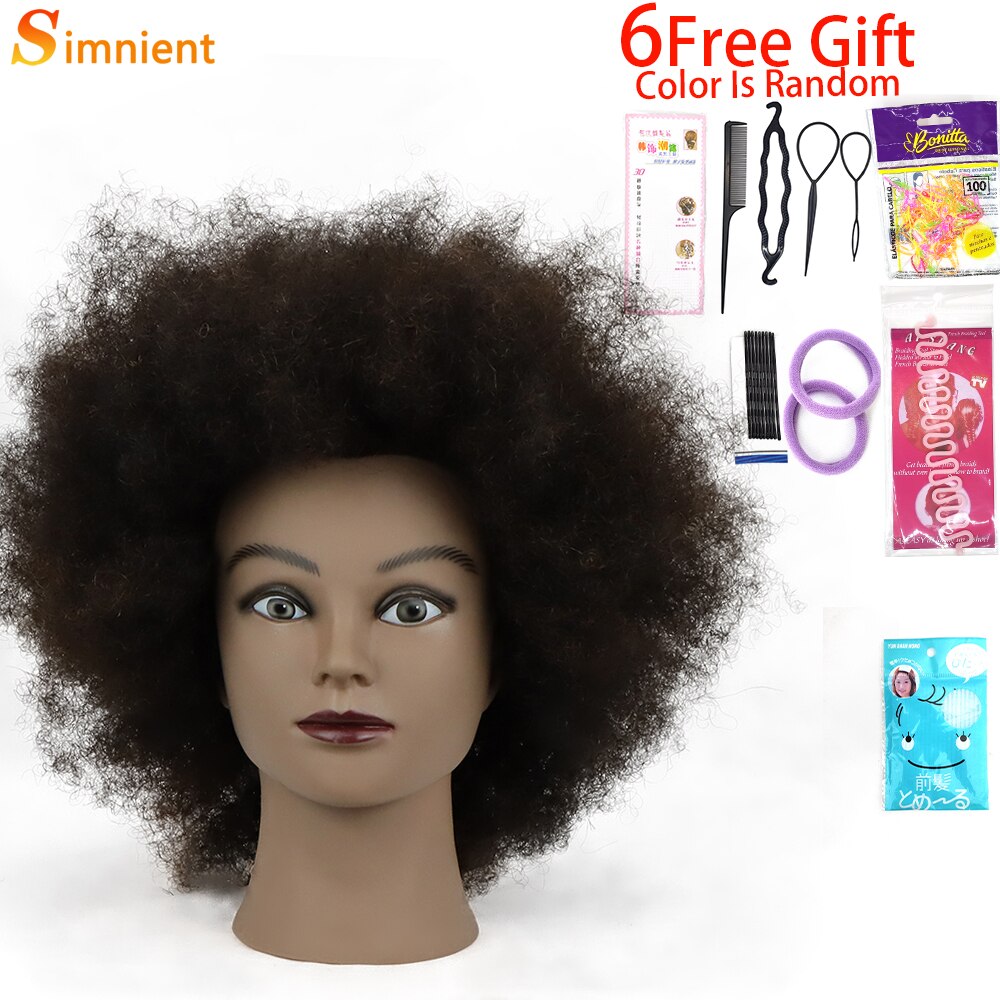 Afro Mannequin Heads With 100%Real Human Hair Hairdressing Training Head For Salon Cosmetology Manikin Dummy For Doll Heads Hair