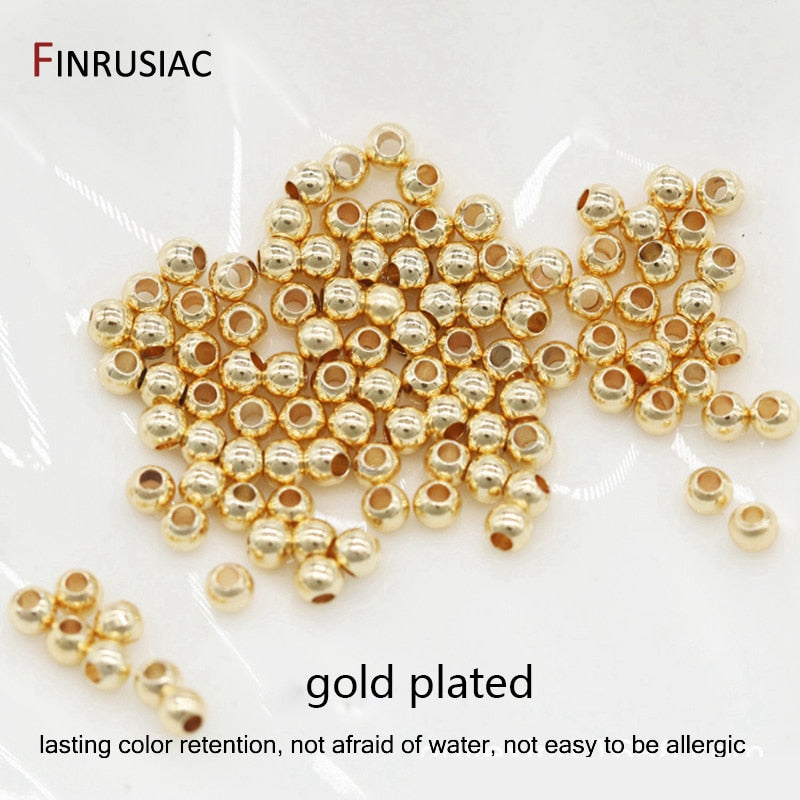 Gold Plated Round Spacer Beads For Jewelry Making DIY Making Bracelet Necklace Ball Beads Wholesale