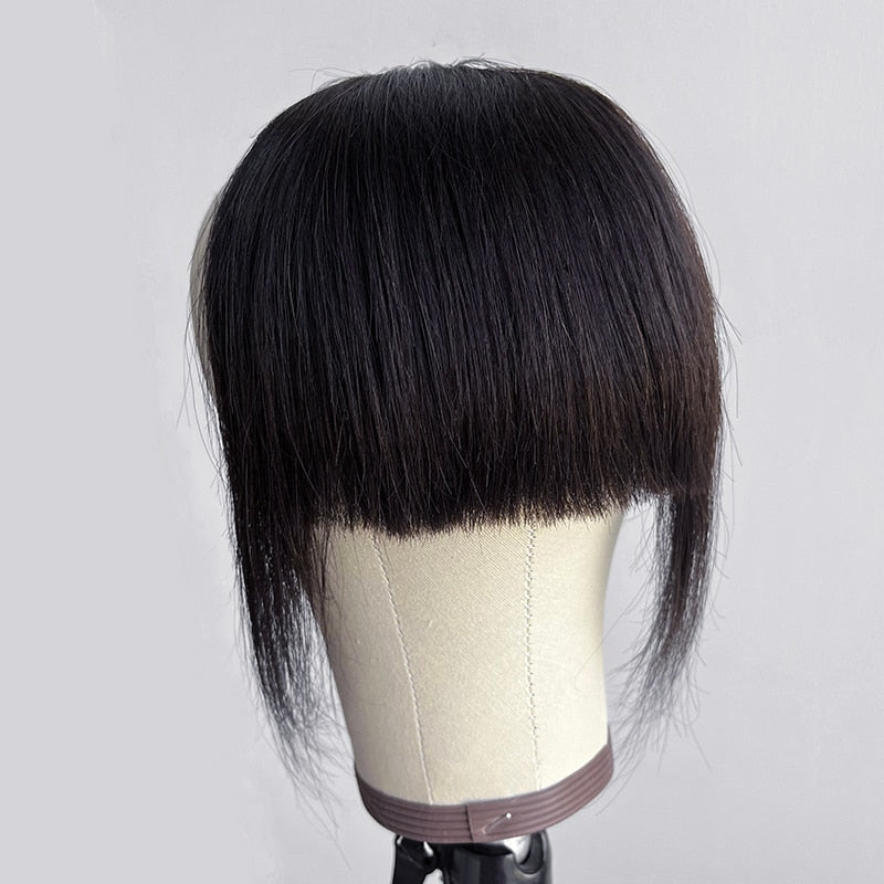 MRSHAIR Human Hair Bangs With Sideburns 3D Clip-on Hair Bangs Natural Large Overhead Fringe Fake Hairpieces NonRemy 2.5&quot;x4.5&quot;