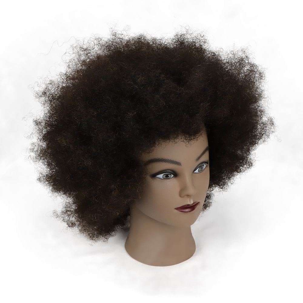 Afro Mannequin Heads With 100%Real Human Hair Hairdressing Training Head For Salon Cosmetology Manikin Dummy For Doll Heads Hair