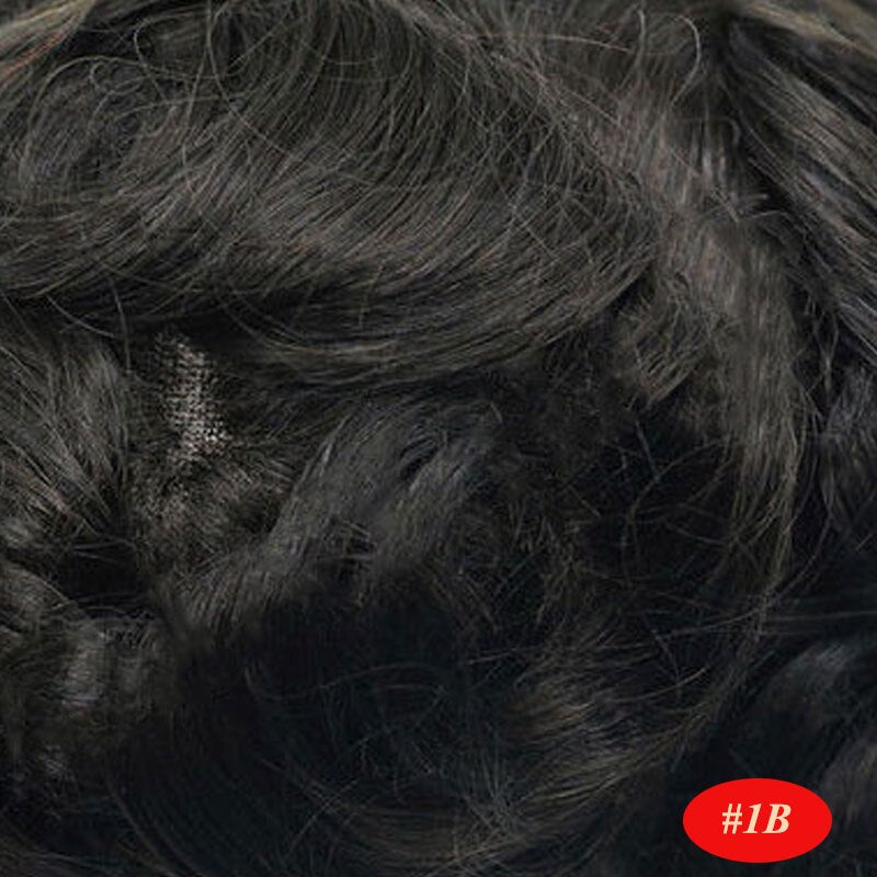 Man Toupee Human Hair Wigs Lace PU Human Hair System Unit Men Wig Hairpiece 30mm Wave Straight Indian Human Hair Natural Color
