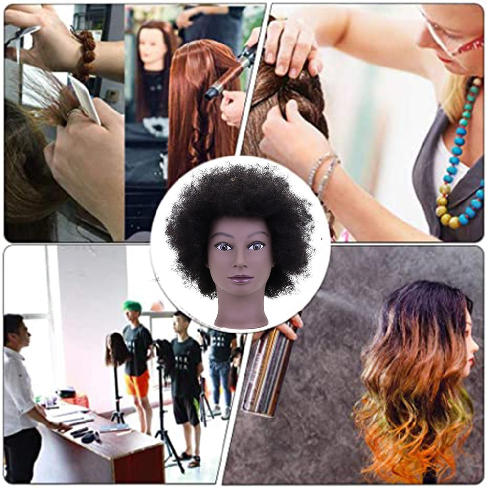 Afro Mannequin Heads With 100%Real Human Hair Hairdressing Training Head For Salon Cosmetology Manikin Dummy For Doll Heads Hair
