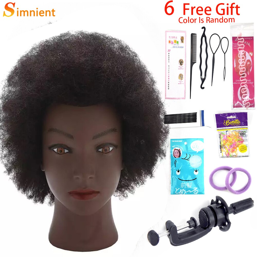 Afro Mannequin Heads With 100%Real Human Hair Hairdressing Training Head For Salon Cosmetology Manikin Dummy For Doll Heads Hair