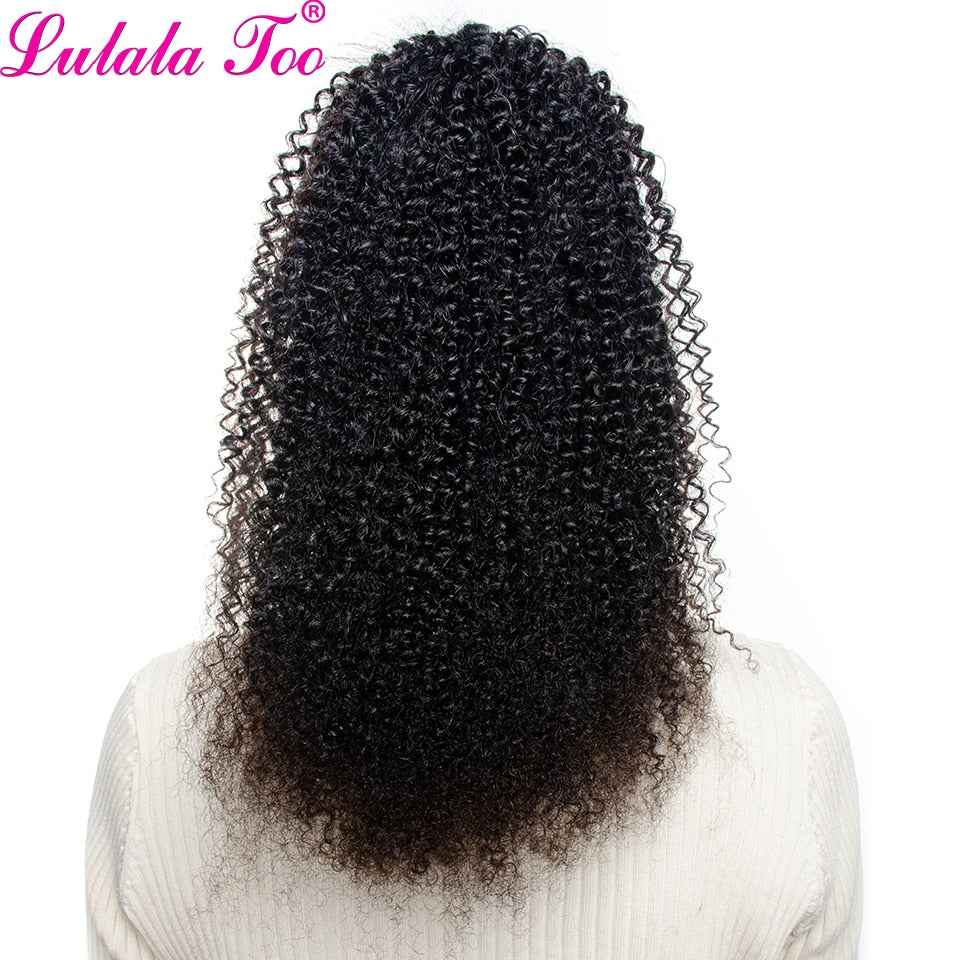 Afro Kinky Curly Drawstring Ponytail Human Hair Brazilian Afro Clip In Extensions For Women 4 Combs Yepei Remy Hair