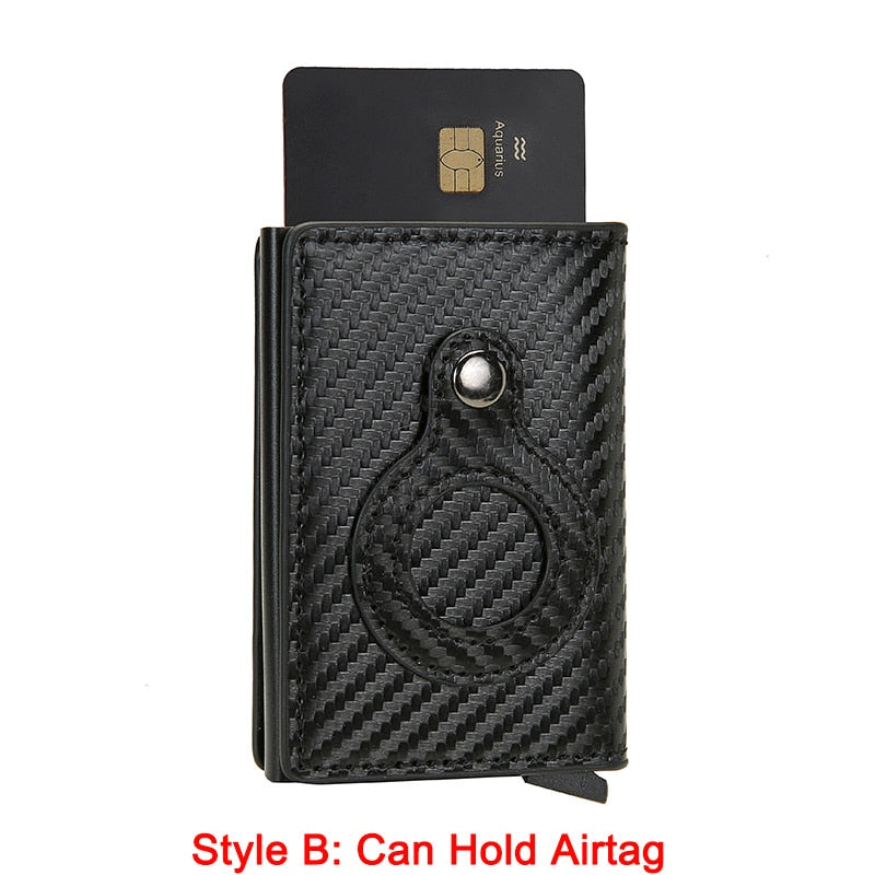 DIENQI Anti Rfid Protection Men Women Credit Card Holder Money Leather Slim Mini Wallet Metal Aluminum Business id Card Case Bag