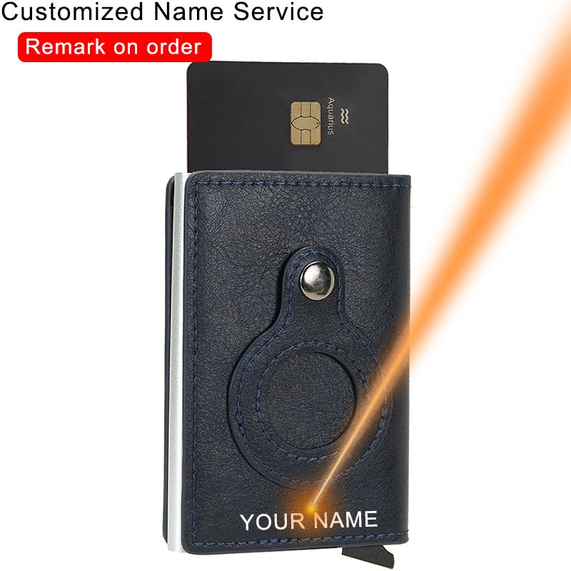DIENQI Anti Rfid Protection Men Women Credit Card Holder Money Leather Slim Mini Wallet Metal Aluminum Business id Card Case Bag