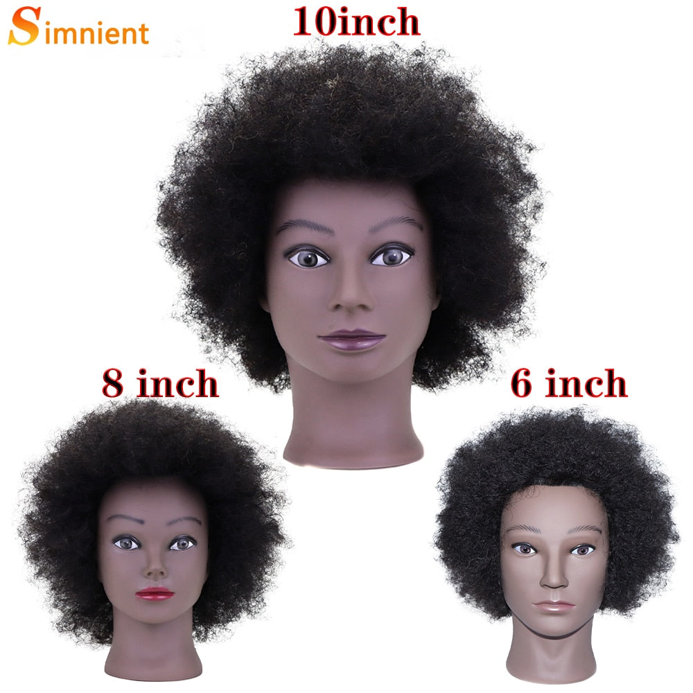 Afro Mannequin Heads With 100%Real Human Hair Hairdressing Training Head For Salon Cosmetology Manikin Dummy For Doll Heads Hair