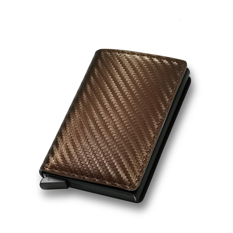 DIENQI Anti Rfid Protection Men Women Credit Card Holder Money Leather Slim Mini Wallet Metal Aluminum Business id Card Case Bag
