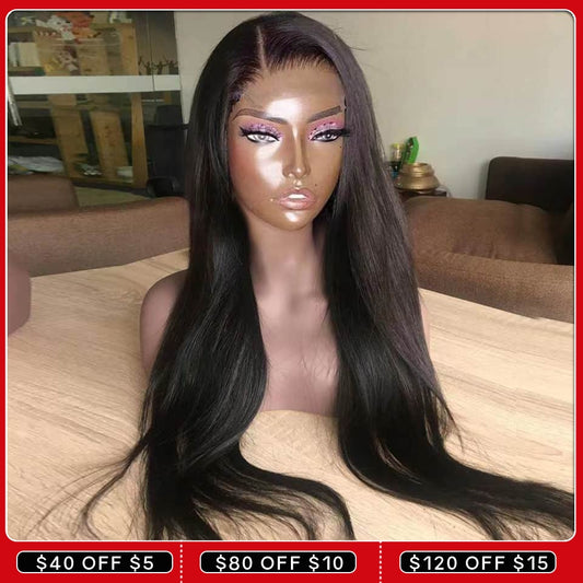 ONETIDE Transparent 34 Inch Bone Straight Lace Front Wig Brazilian Human Hair 13x4 Lace Frontal Wigs For Women Closure Wigs