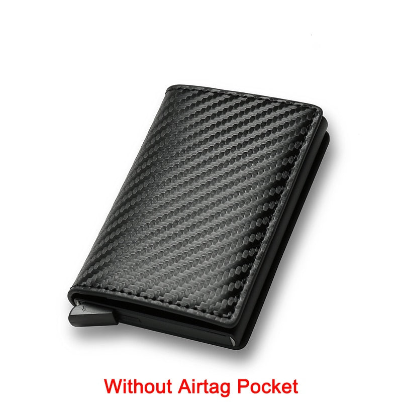 DIENQI Anti Rfid Protection Men Women Credit Card Holder Money Leather Slim Mini Wallet Metal Aluminum Business id Card Case Bag