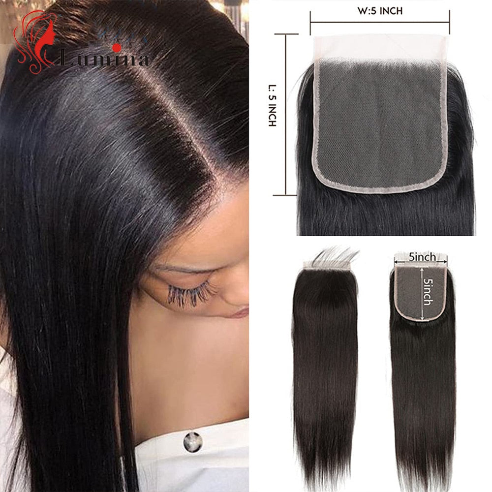 Transparent Lace Frontal Closure Only Peruvian Straight Human Hair 13x4 Lace Frontal 4x4 Lace Closure Remy Hair 5x5 Lace Closure