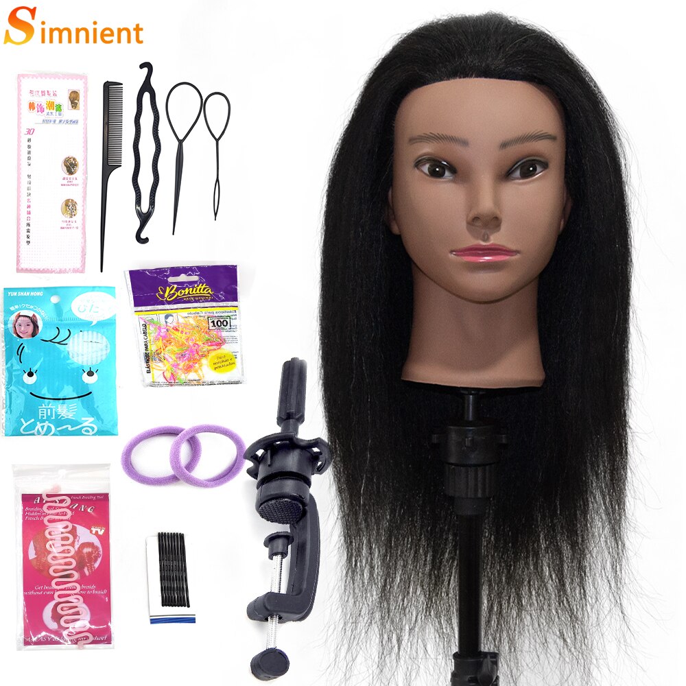 Afro Mannequin Heads With 100%Real Human Hair Hairdressing Training Head For Salon Cosmetology Manikin Dummy For Doll Heads Hair