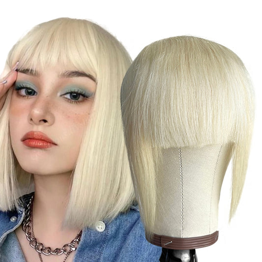 MRSHAIR Human Hair Bangs With Sideburns 3D Clip-on Hair Bangs Natural Large Overhead Fringe Fake Hairpieces NonRemy 2.5&quot;x4.5&quot;
