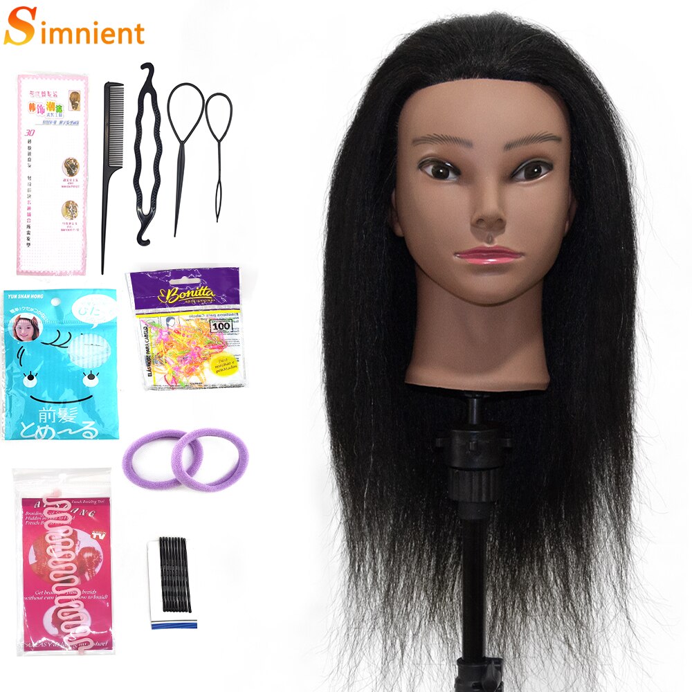 Afro Mannequin Heads With 100%Real Human Hair Hairdressing Training Head For Salon Cosmetology Manikin Dummy For Doll Heads Hair