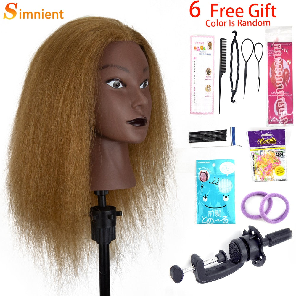 Afro Mannequin Heads With 100%Real Human Hair Hairdressing Training Head For Salon Cosmetology Manikin Dummy For Doll Heads Hair