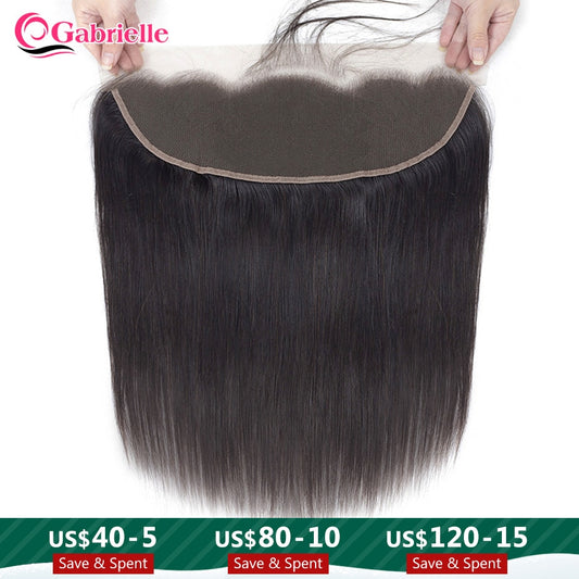Gabrielle Transparent Lace Frontal Brazilian Straight 13x4 HD Lace Frontal Closure Human Hair 4x4 Brown Lace Closure