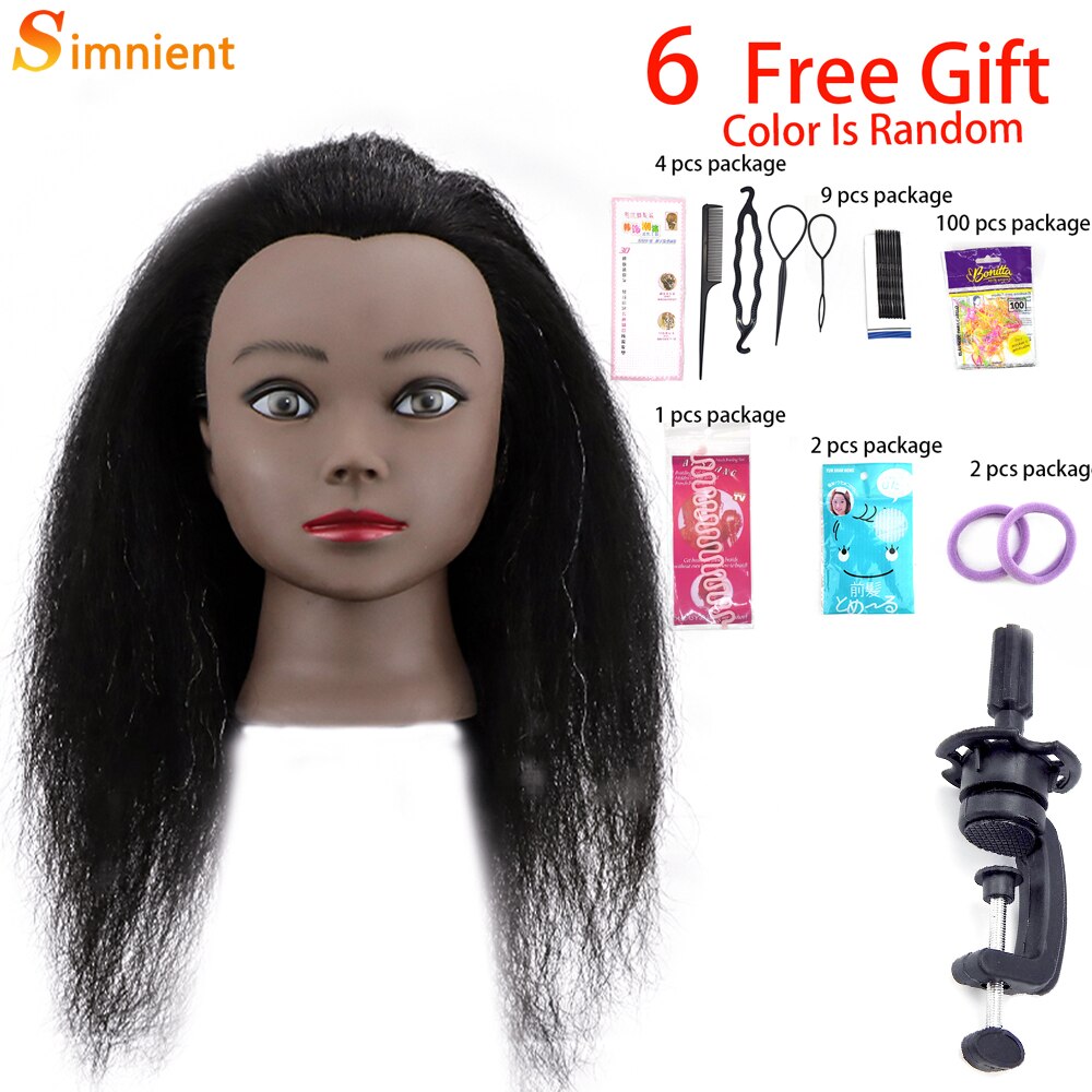 Afro Mannequin Heads With 100%Real Human Hair Hairdressing Training Head For Salon Cosmetology Manikin Dummy For Doll Heads Hair