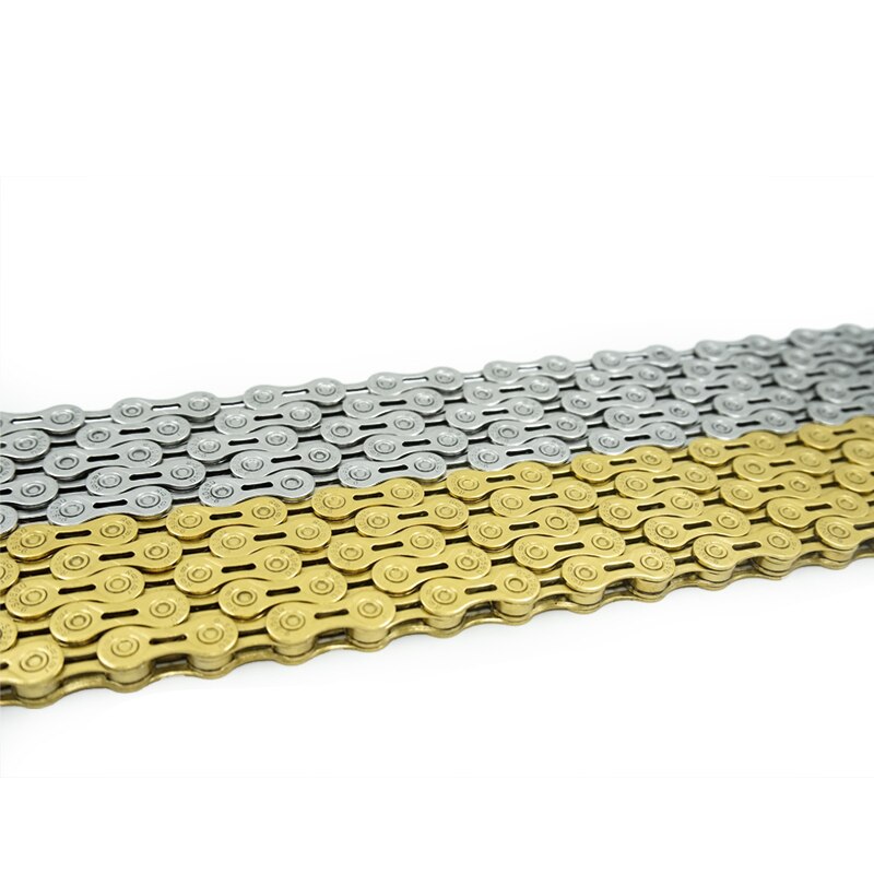 Rookoor 6 7 8 9 10 11 Speed Bicycle Chain Titanium Plated Gold TI-Gold Silver Road Mountain Bike MTB EL Hollow Chains 116 Links