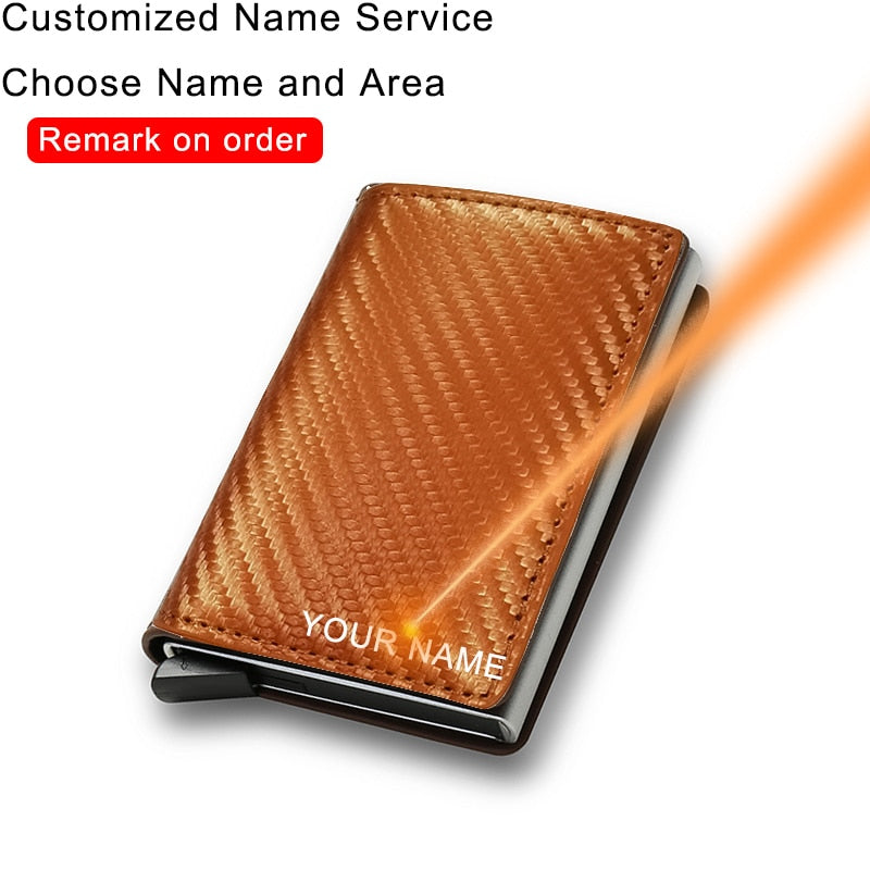 DIENQI Anti Rfid Protection Men Women Credit Card Holder Money Leather Slim Mini Wallet Metal Aluminum Business id Card Case Bag