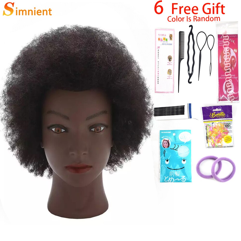 Afro Mannequin Heads With 100%Real Human Hair Hairdressing Training Head For Salon Cosmetology Manikin Dummy For Doll Heads Hair