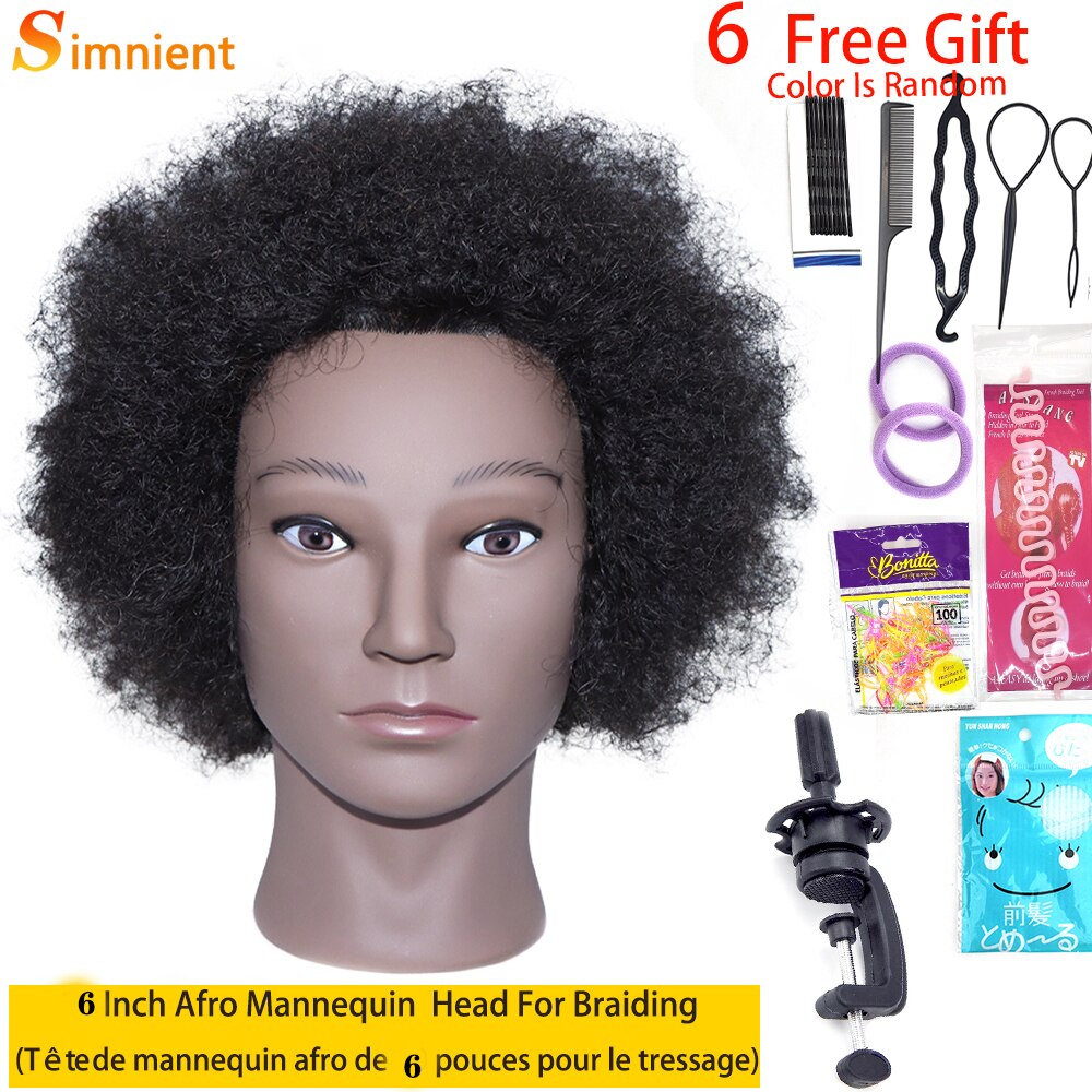 Afro Mannequin Heads With 100%Real Human Hair Hairdressing Training Head For Salon Cosmetology Manikin Dummy For Doll Heads Hair
