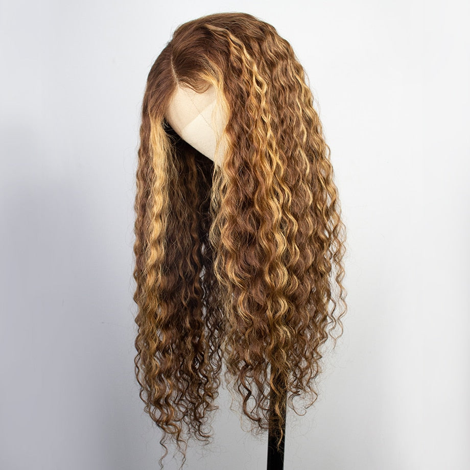 30 Inch Highlight Wig Human Hair Deep Wave Frontal Wig Ombre Blonde Lace Front Wig Colored Curly Human Hair Wigs For Black Women