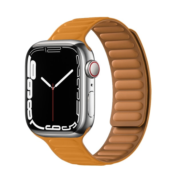 Leather Link For Apple watch band 44mm 40mm 41mm 45mm 42mm 38mm original Magnetic Loop bracelet iWatch series 3 5 4 SE 6 7 strap