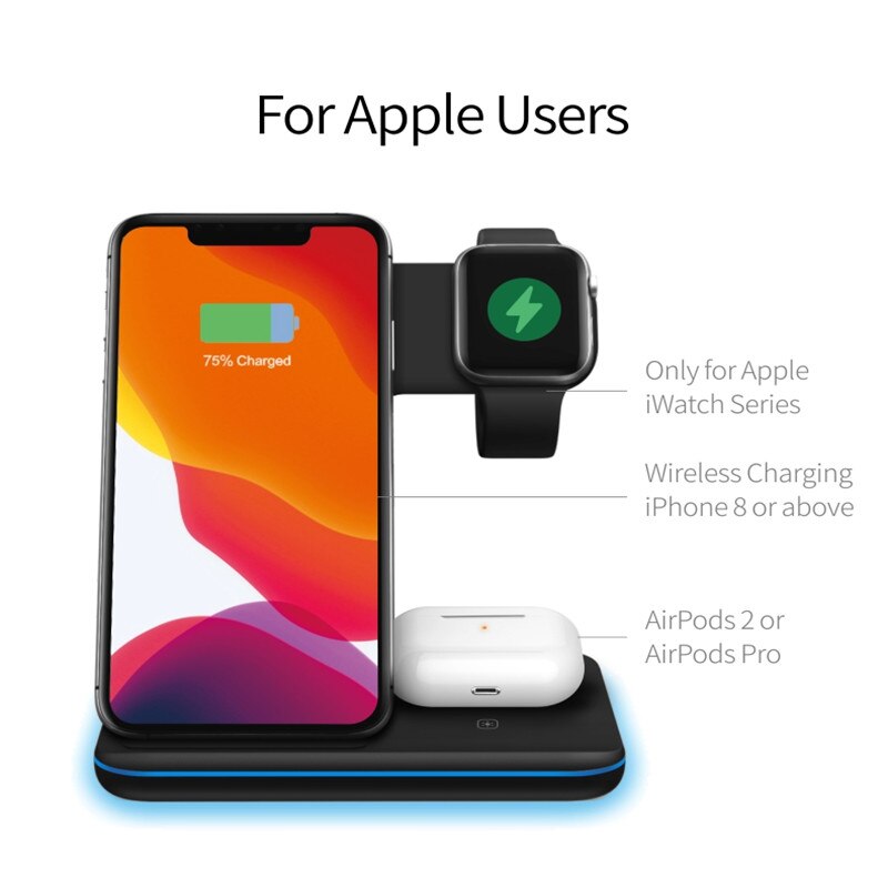 3 in 1 Qi 15W Fast Charging Dock Station