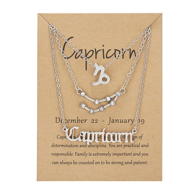 Zodiac Sign Necklace With Cardboard Card