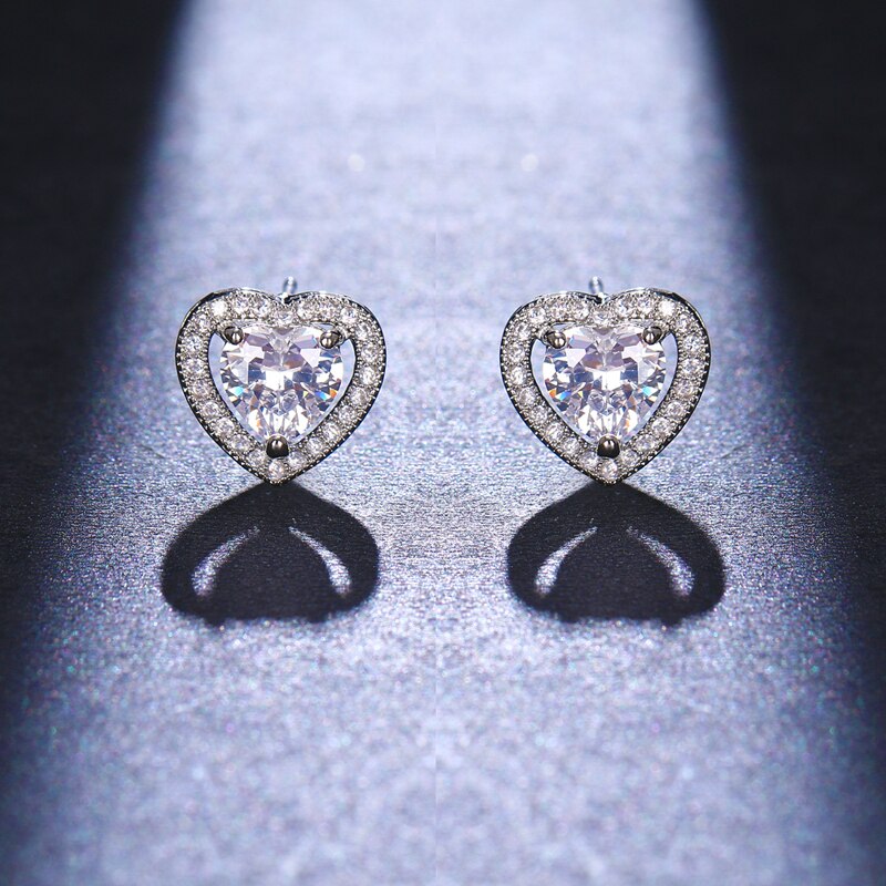 Classic Shining Silver CZ Stud Earrings